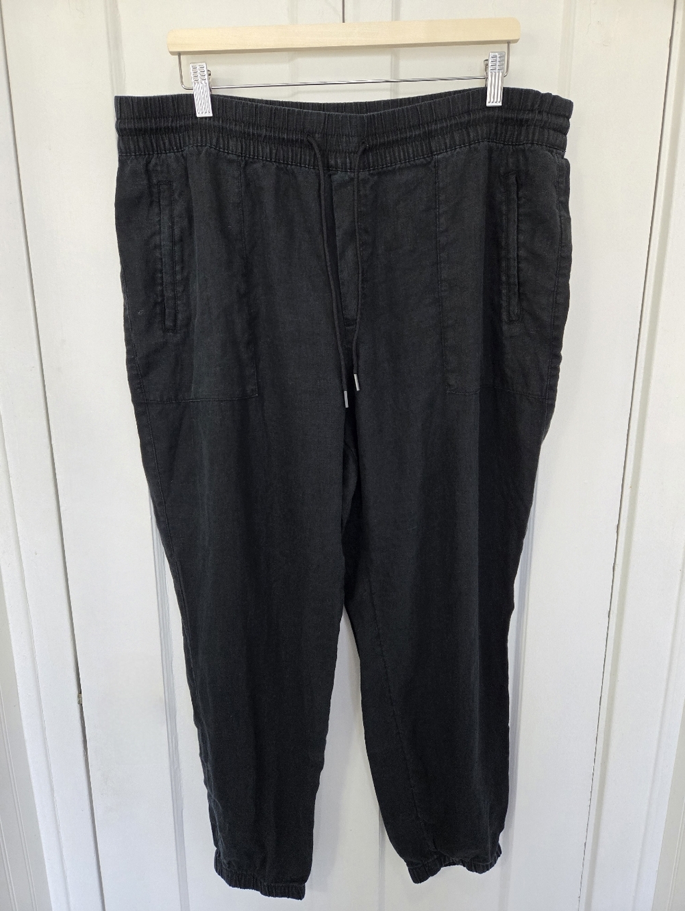 Athleta Women's Retreat Linen Jogger Pant Black Size XL Coastal Minimalist Beach - Picture 2 of 9